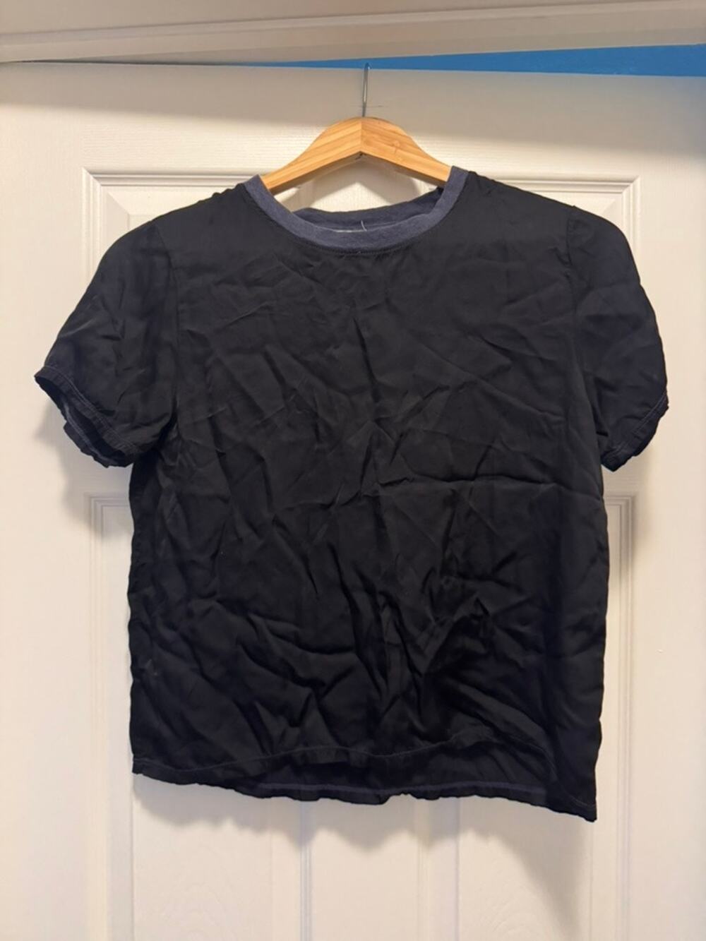NATION LTD Tee Women's M Navy Blue Made in USA Slouchy T-Shirt
